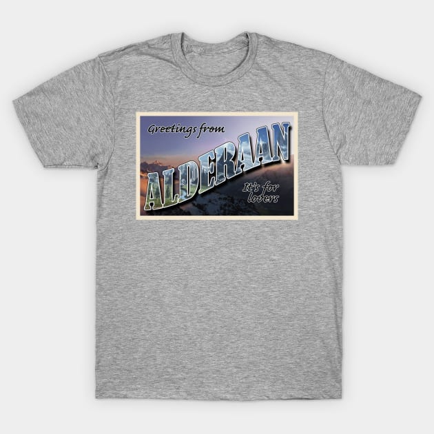 Alderaan Travel Postcard T-Shirt by CJROBBINS